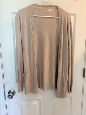 tea n rose Beige Open-Front Cardigan with Pockets